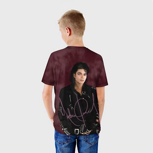 Детская футболка Michael Jackson на бордовом фоне / 3D-принт – фото 4