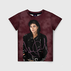 Футболка детская Michael Jackson на бордовом фоне, цвет: 3D-принт