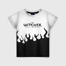 Детская футболка Ведьмак лого чёрный огонь