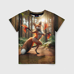 Детская футболка Лиса Шаманка танцует зажигательный танец в лесу