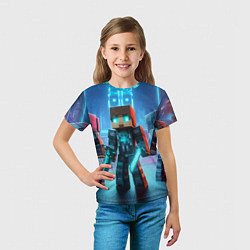Футболка детская Minecraft - ai art neon, цвет: 3D-принт — фото 2