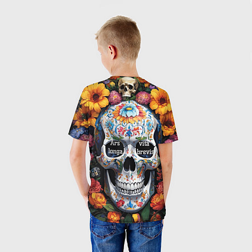 Детская футболка Bright colors and a skull / 3D-принт – фото 4