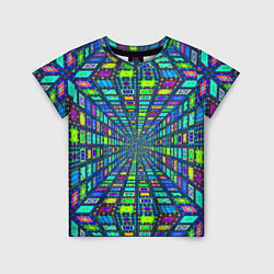 Детская футболка Абстрактный узор коридор из разноцветных квадратов