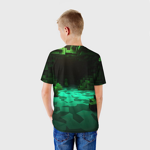 Детская футболка Minecraft зеленый монстр с яркими глазами / 3D-принт – фото 4