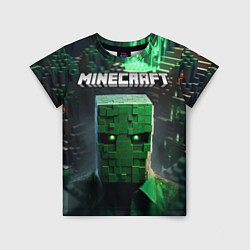 Детская футболка Minecraft зеленый персонаж каменные джунгли