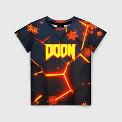 Детская футболка Doom плиты лого в огне
