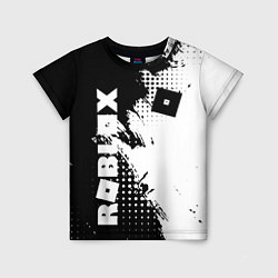 Детская футболка Роблокс - черно-белая абстракция
