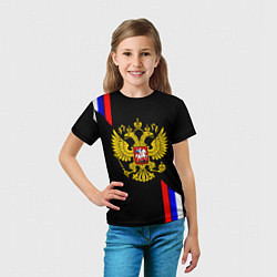 Футболка детская Россия герб триколор полосы, цвет: 3D-принт — фото 2
