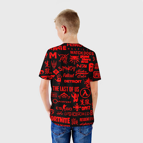 Детская футболка Логотипы популярных игр pattern / 3D-принт – фото 4