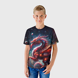 Футболка детская Красный космический дракон, цвет: 3D-принт — фото 2