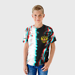 Футболка детская Россия глитч краски текстура спорт, цвет: 3D-принт — фото 2