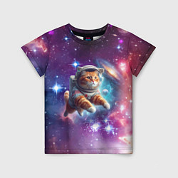 Детская футболка Котик смелый космонавт - нейросеть