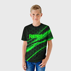 Футболка детская Fortnite epic броня зелёная, цвет: 3D-принт — фото 2