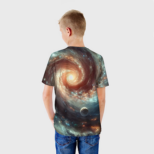 Детская футболка Далёкая неоновая галактика - нейросеть / 3D-принт – фото 4