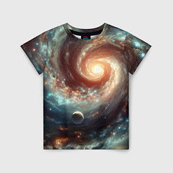 Детская футболка Далёкая неоновая галактика - нейросеть
