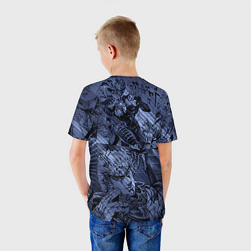 Детская футболка ДжоДжо на фоне манги / 3D-принт – фото 4