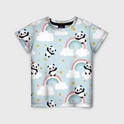 Детская футболка Панда на радуге