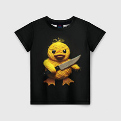 Детская футболка Мем уточка с ножом вязаная