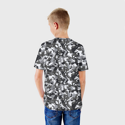 Детская футболка Пиксельный камуфляж серого цвета / 3D-принт – фото 4