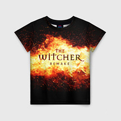 Детская футболка The Witcher Remake в пламени огня