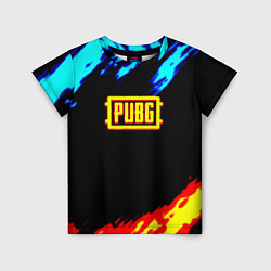 Детская футболка PUBG краски огонь и лёд
