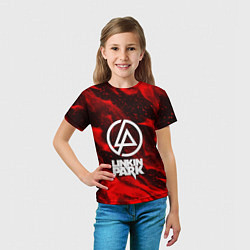 Футболка детская Linkin park красный огонь, цвет: 3D-принт — фото 2