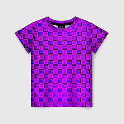 Детская футболка Фиолетовые квадраты на чёрном фоне