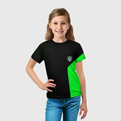 Футболка детская Skoda pattern sport green, цвет: 3D-принт — фото 2