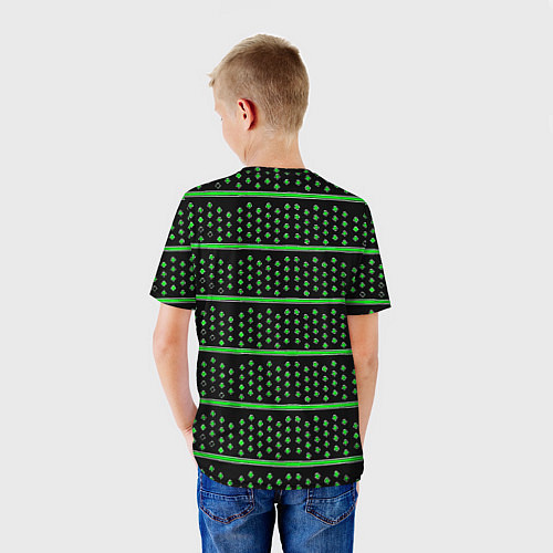 Детская футболка Зелёные круги и полосы / 3D-принт – фото 4