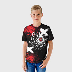 Футболка детская Мерседес на фоне граффити и брызг красок, цвет: 3D-принт — фото 2