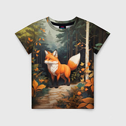 Детская футболка Лисёнок на лесной прогулке