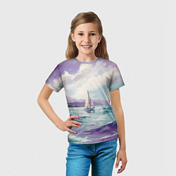 Футболка детская Яхта идущая по волнам, цвет: 3D-принт — фото 2