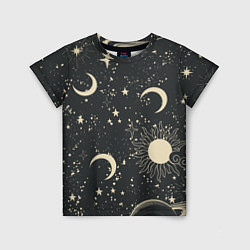 Детская футболка Звёздная карта с лунами и солнцем