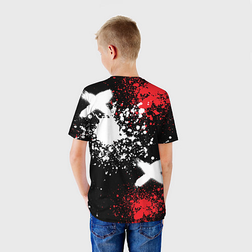 Детская футболка Пари Сен-Жермен на фоне граффити и брызг красок / 3D-принт – фото 4