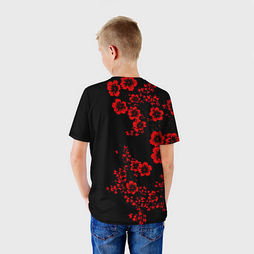 Детская футболка Клеймо жертвы из аниме Берсерк - красные цветы / 3D-принт – фото 4