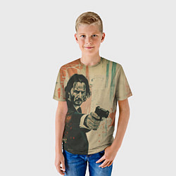 Футболка детская Джон Уик с пистолетом, цвет: 3D-принт — фото 2