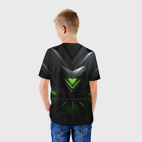 Детская футболка Яркая зеленая абстрактная конструкция в стиле nvid / 3D-принт – фото 4