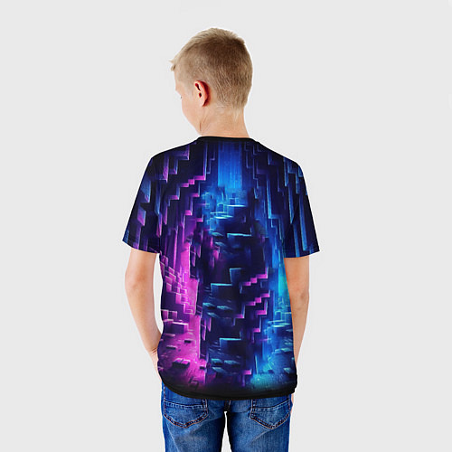 Детская футболка Minecraft - neon character ai art / 3D-принт – фото 4