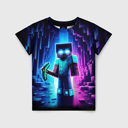 Детская футболка Minecraft - neon character ai art