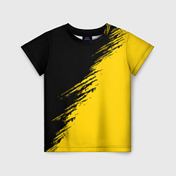 Детская футболка Черные штрихи на желтом фоне