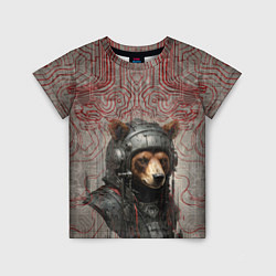 Детская футболка Медведь в кибернетическом шлеме
