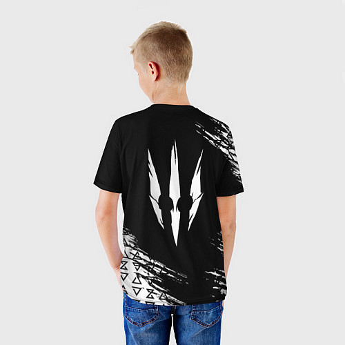 Детская футболка Ведьмак 3 логотип волка / 3D-принт – фото 4