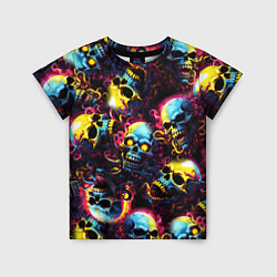 Детская футболка Разноцветные черепушки с щупальцами