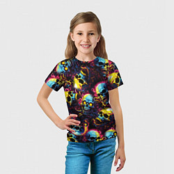 Футболка детская Разноцветные черепушки с щупальцами, цвет: 3D-принт — фото 2