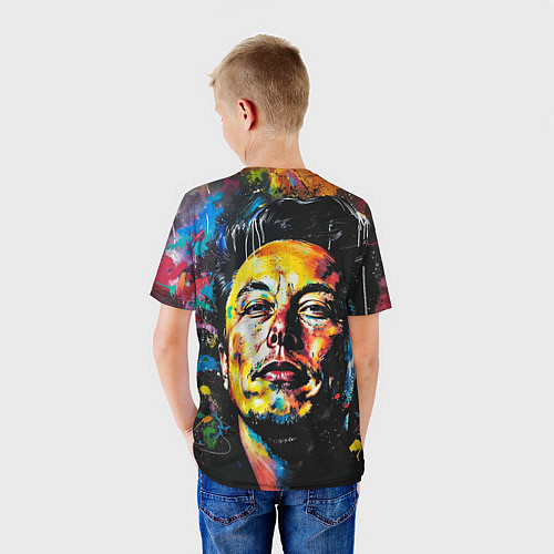 Детская футболка Граффити портрет Илона Маска / 3D-принт – фото 4