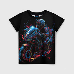 Детская футболка Мотоцикл будущего в стиле киберпанк
