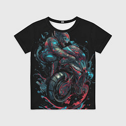 Детская футболка Мотоцикл будущего в стиле киберпанк