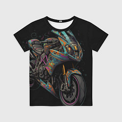 Детская футболка Темный мотоцикл на черном фоне