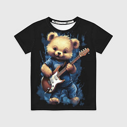 Детская футболка Плюшевый медведь музыкант с гитарой