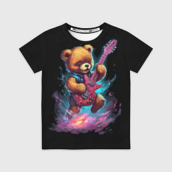 Футболка детская Большой плюшевый медведь играет на гитаре, цвет: 3D-принт